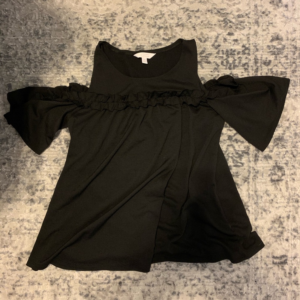 black open shoulder blouse